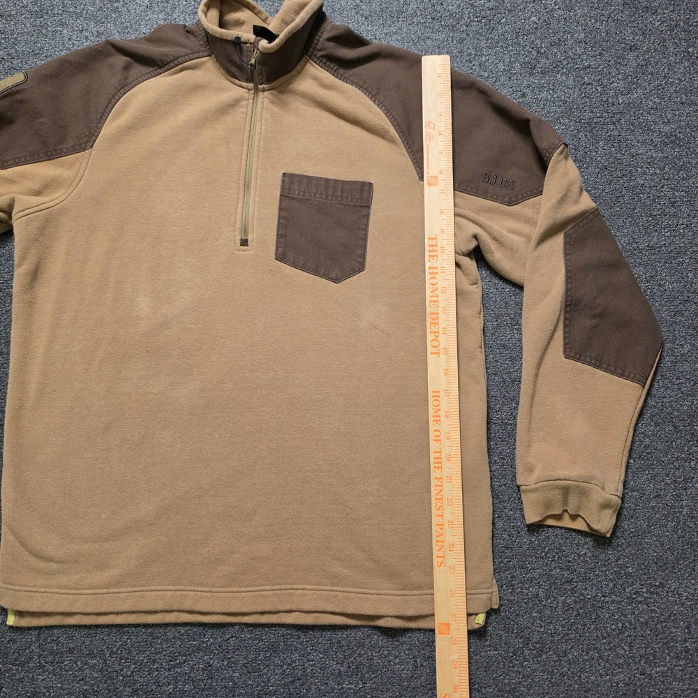 5.11 Tactical Radar Fleece Pullover Tan Mens Large 1/4 Zip Reinforced Elbows - Picture 3 of 8